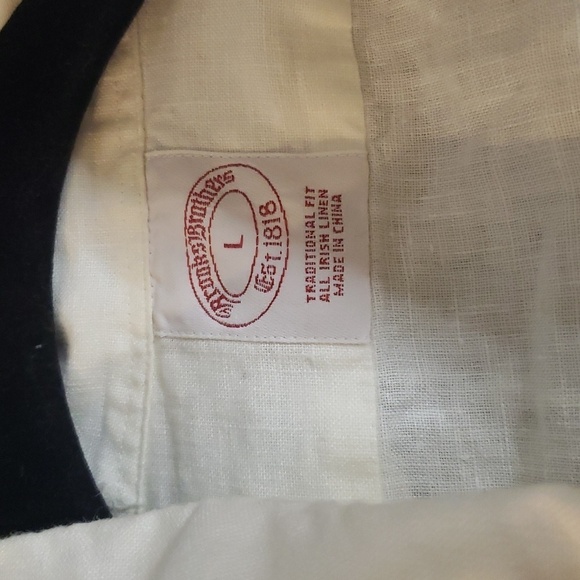 Brooks brothers traditional fit irish linen white large long sleeve button down - Picture 3 of 7